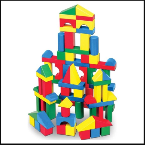 NEW Melissa & Doug Wooden Building Blocks Set 100 Blocks in 4 Colors 9 Shapes - Picture 8 of 8